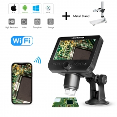 1000X LCD Digital Microscope, Bysameyee Wifi Wireless 4.3 Inch 1080P Portable Magnifier Zoom Camera with 8 LED Lights Rechargeable Battery for Coins Collection Repairing Soldering